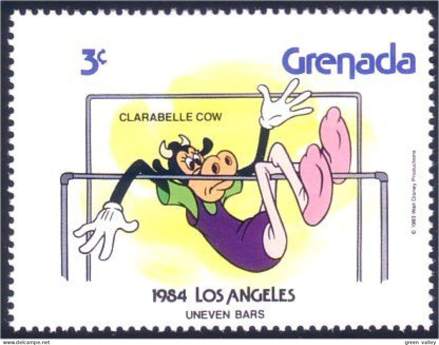 460 Grenada Disney Los Angeles 1984 Clarabelle Uneven Bars Barres Asymetriques MNH ** Neuf SC (GRE-94d) - Gymnastiek