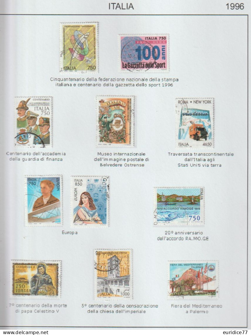 Italia 1996 - Coleccion De Sellos Usados En Hojas De Album 48 Sellos - Verzamelingen