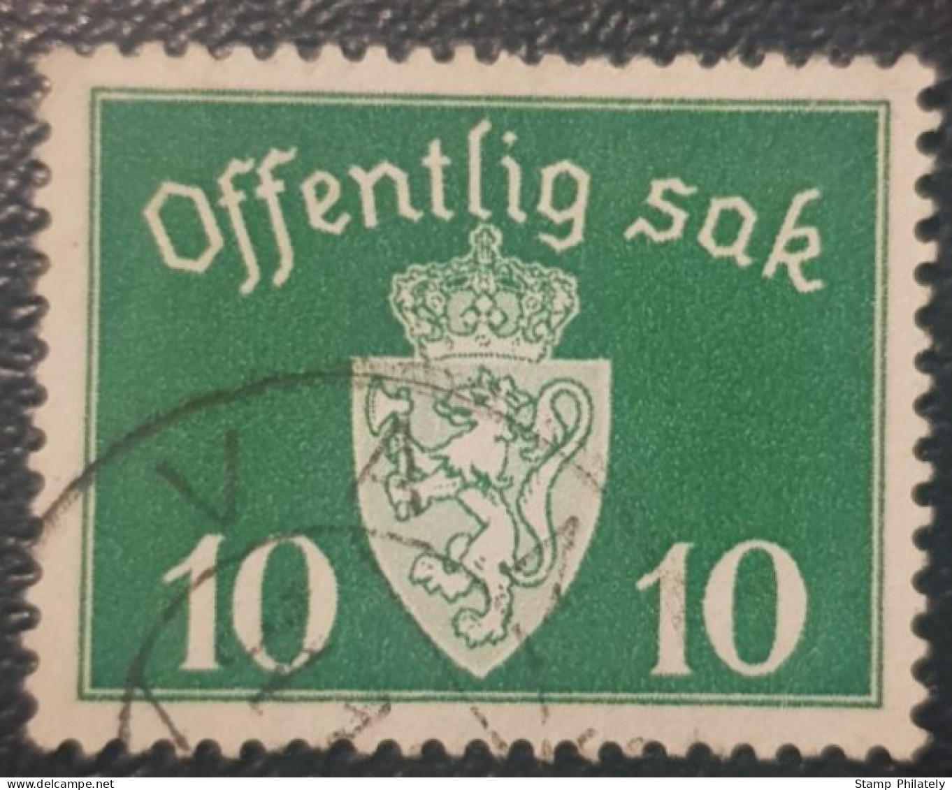 Norway 10 Used Stamp Offentlig Sak - Dienstmarken