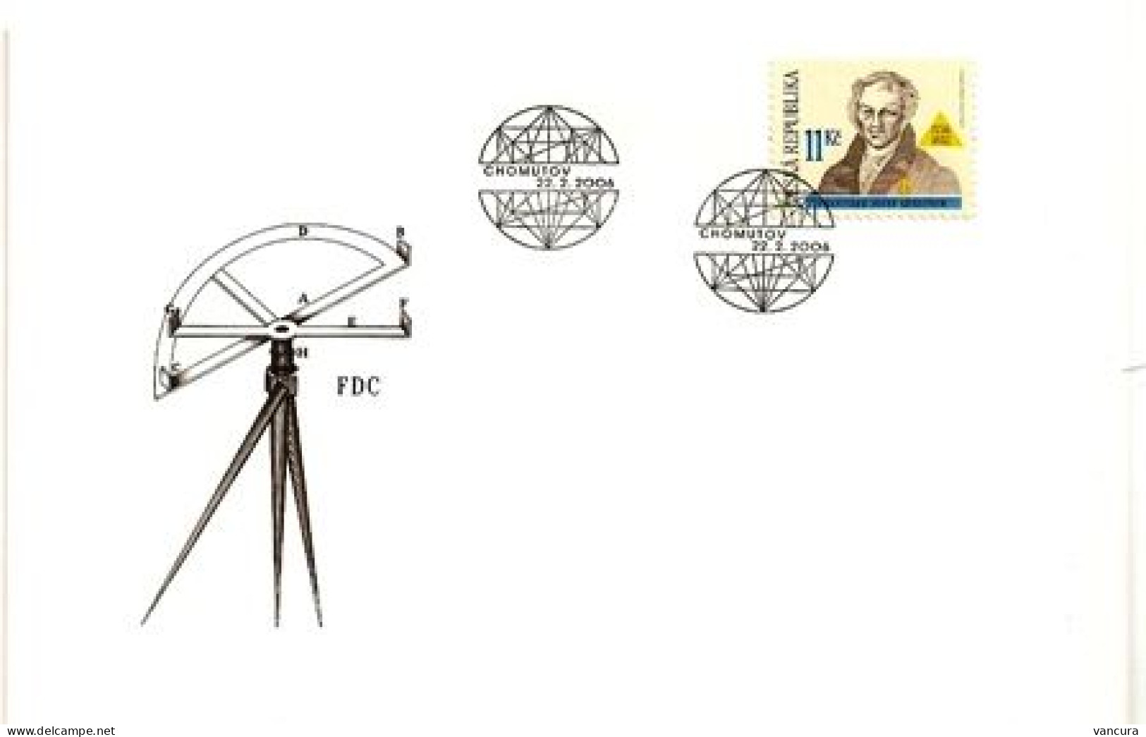 FDC 463 Czech Republic Frantisek Josef Gerstner Anniversary 2006 Geodesy Geography Mathmatics - Fysica