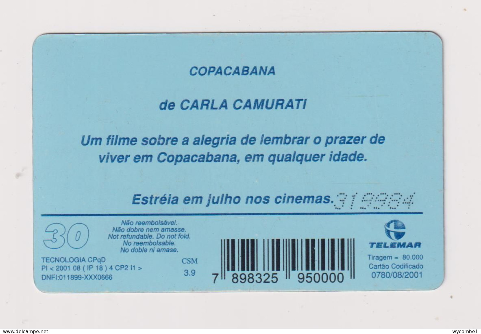 BRASIL -  Copercabana Inductive  Phonecard - Brazil