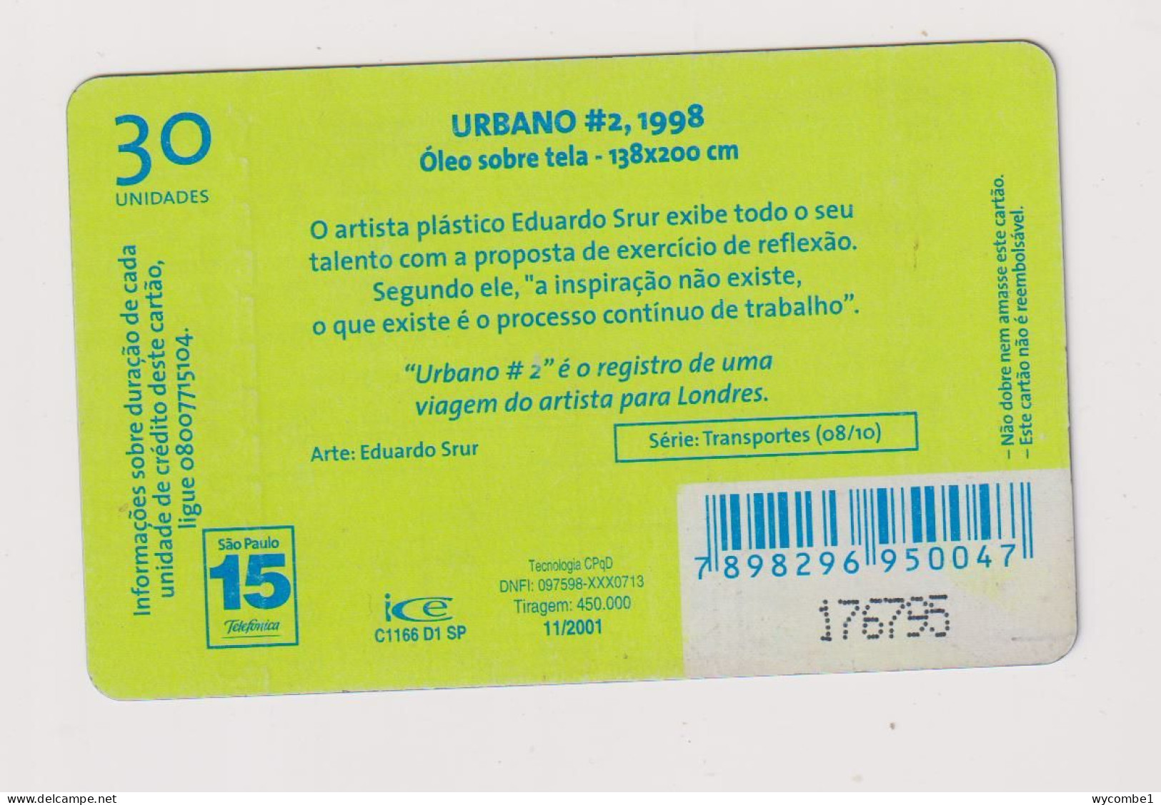 BRASIL -  London Bus Inductive  Phonecard - Brazil