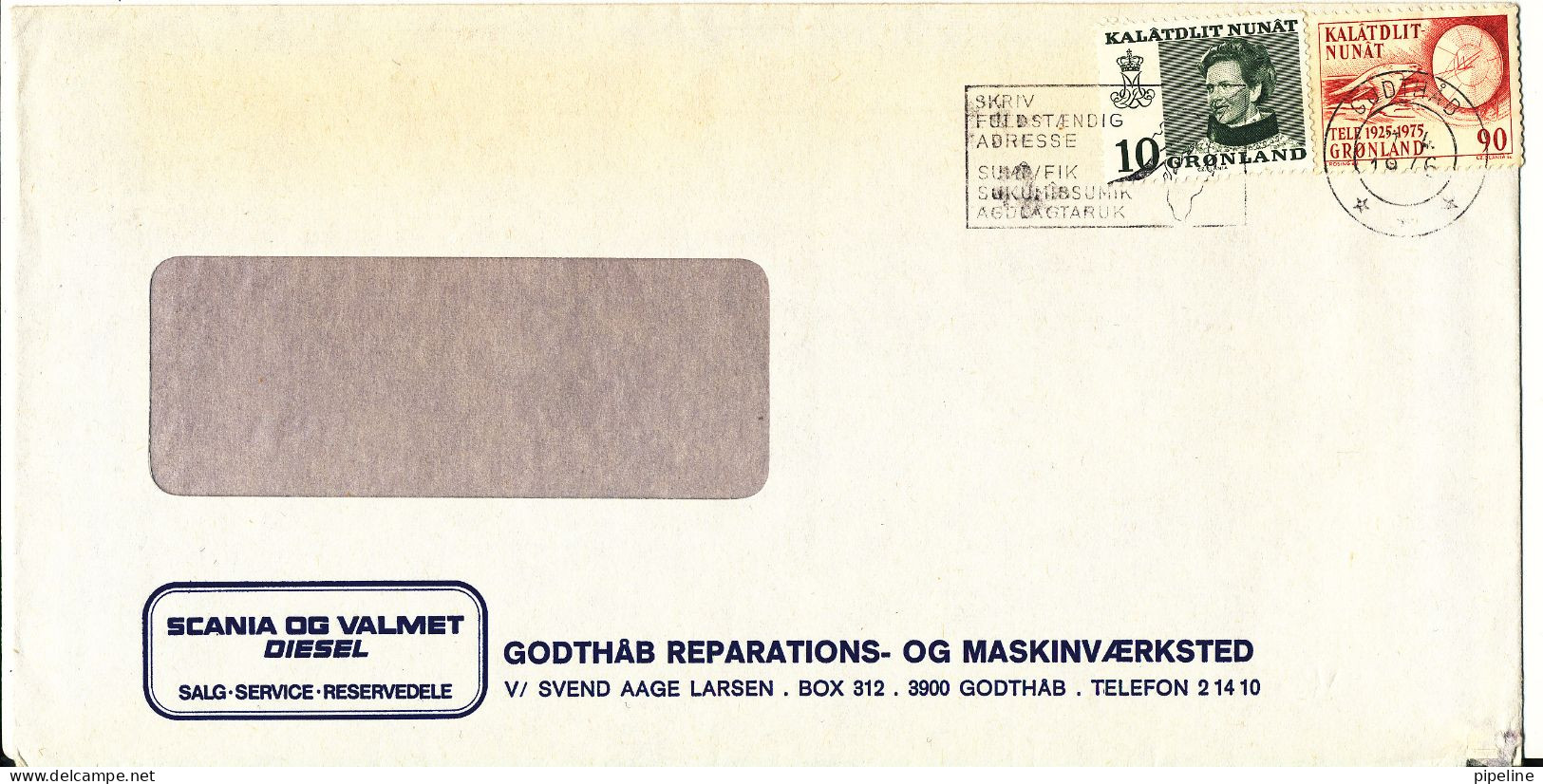 Greenland Cover Sent To Denmark 7-4-1976 - Brieven En Documenten