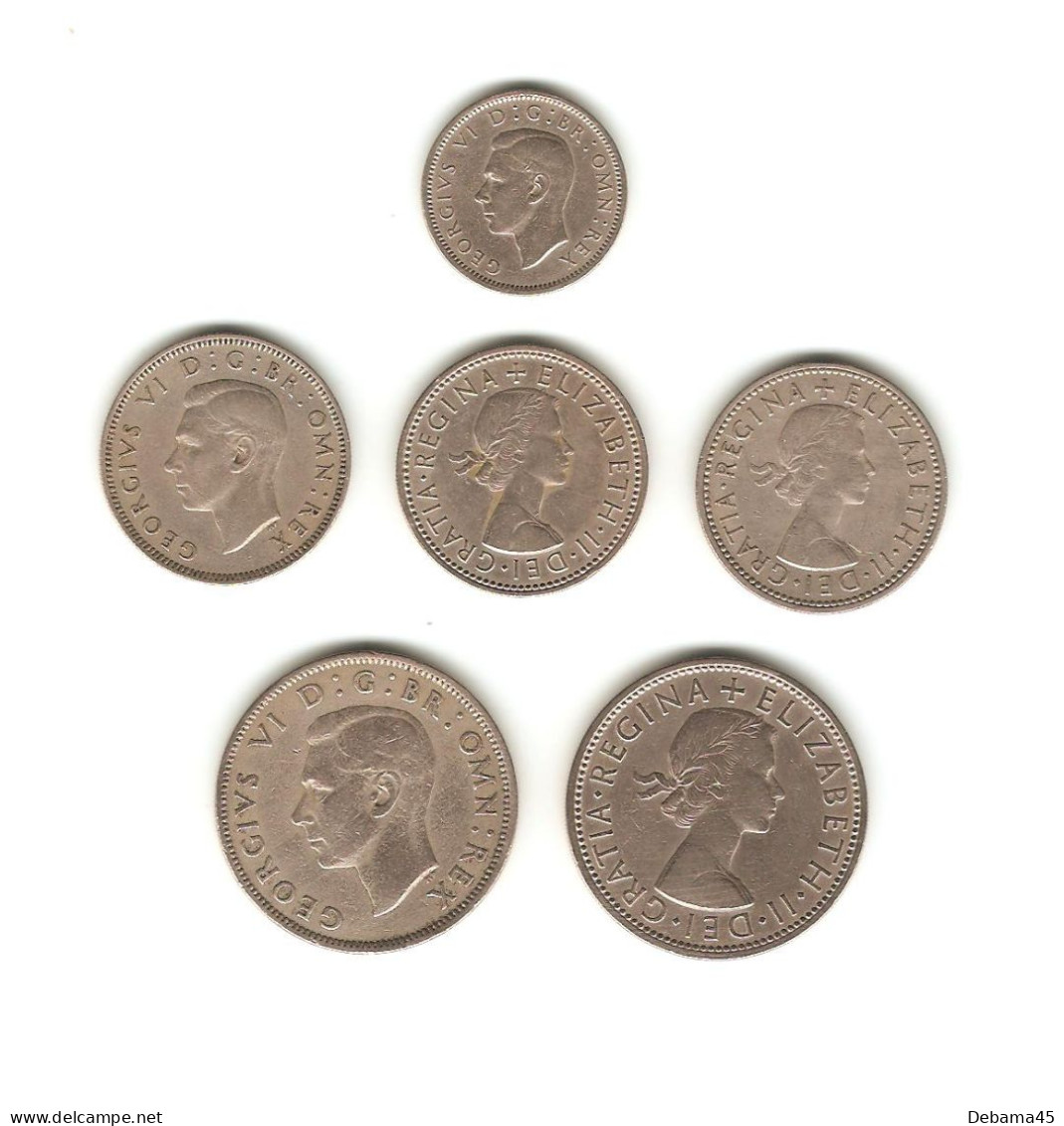 596/ Grande-Bretagne : 6 Pence 1948 - 1 Shilling 1947, 1960, 1960 - 2 Shillings 1948, 1954 - Andere & Zonder Classificatie