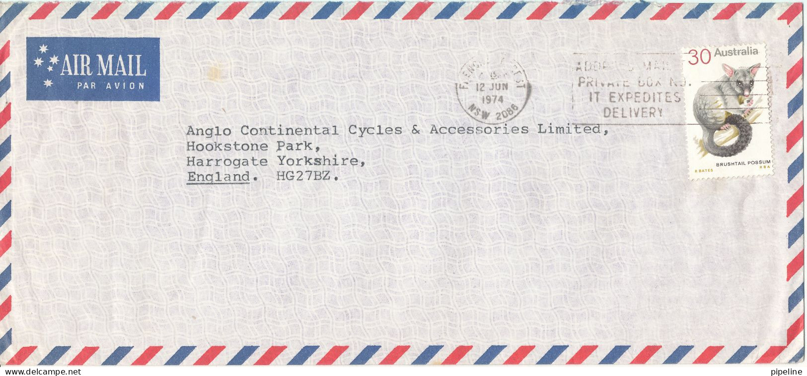 Australia Air Mail Cover Sent To England 12-6-1974 Single Franked - Briefe U. Dokumente