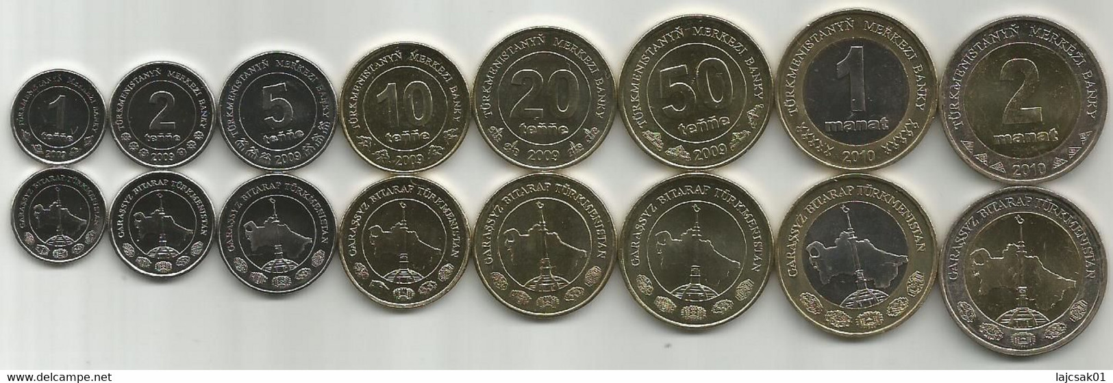 Turkmenistan 2009/10. Complete Coin Set Of 8 Coins,high Grade - Turkmenistán