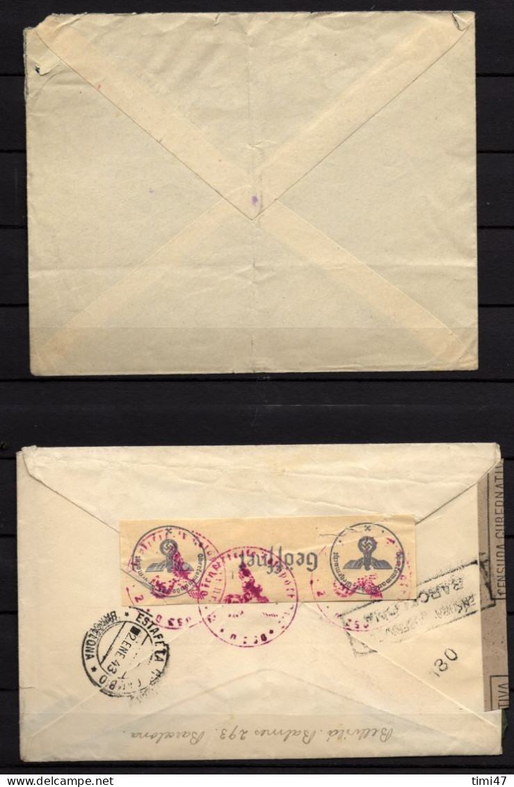 R664  /  Espagne 1904 / 1931 / 1943 2 Lettres + 1 Entier Avec Obl. Censure ALLEMANDE - 1850-1931