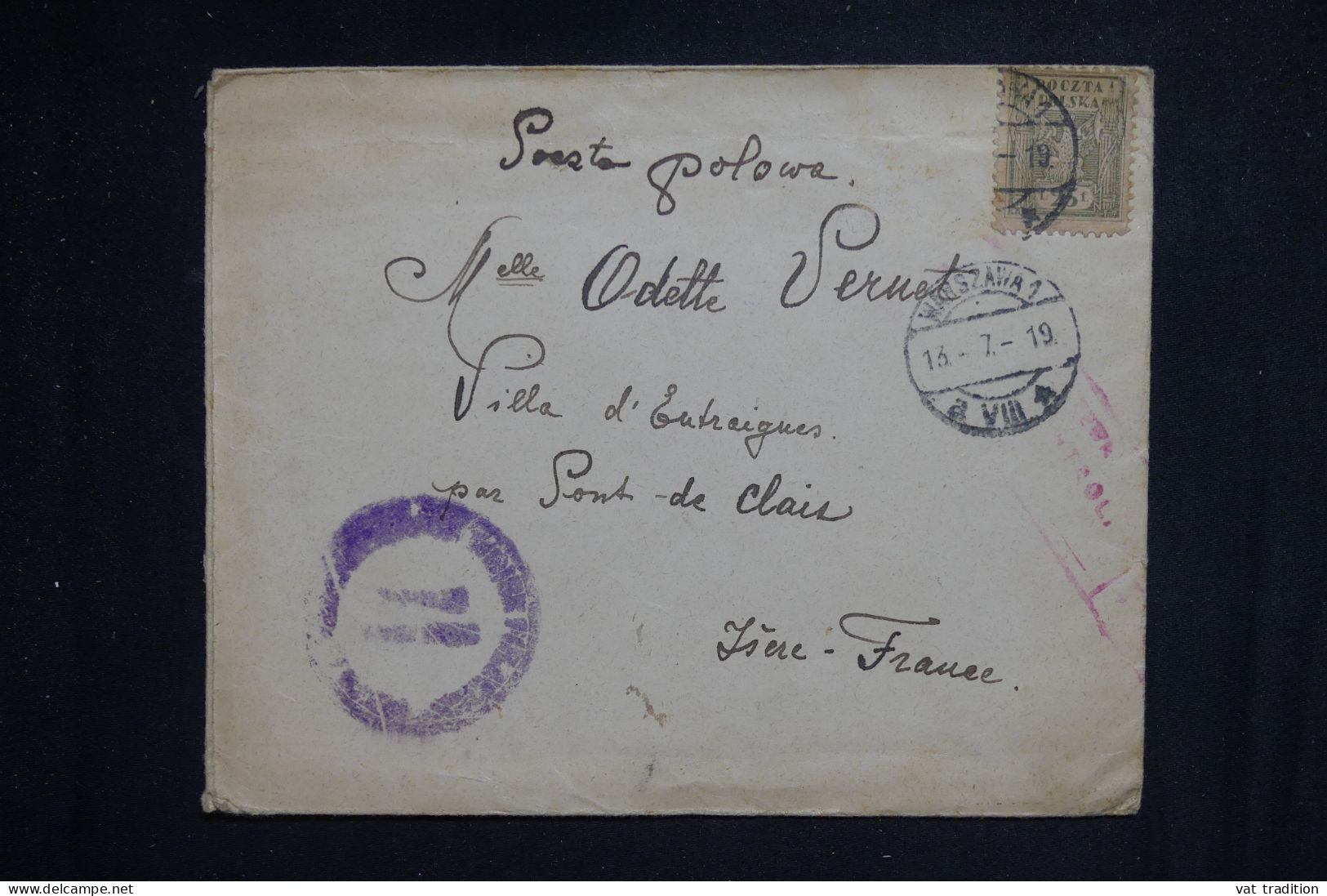 POLOGNE - Enveloppe Pour La France En 1919  - L 150396 - Cartas & Documentos