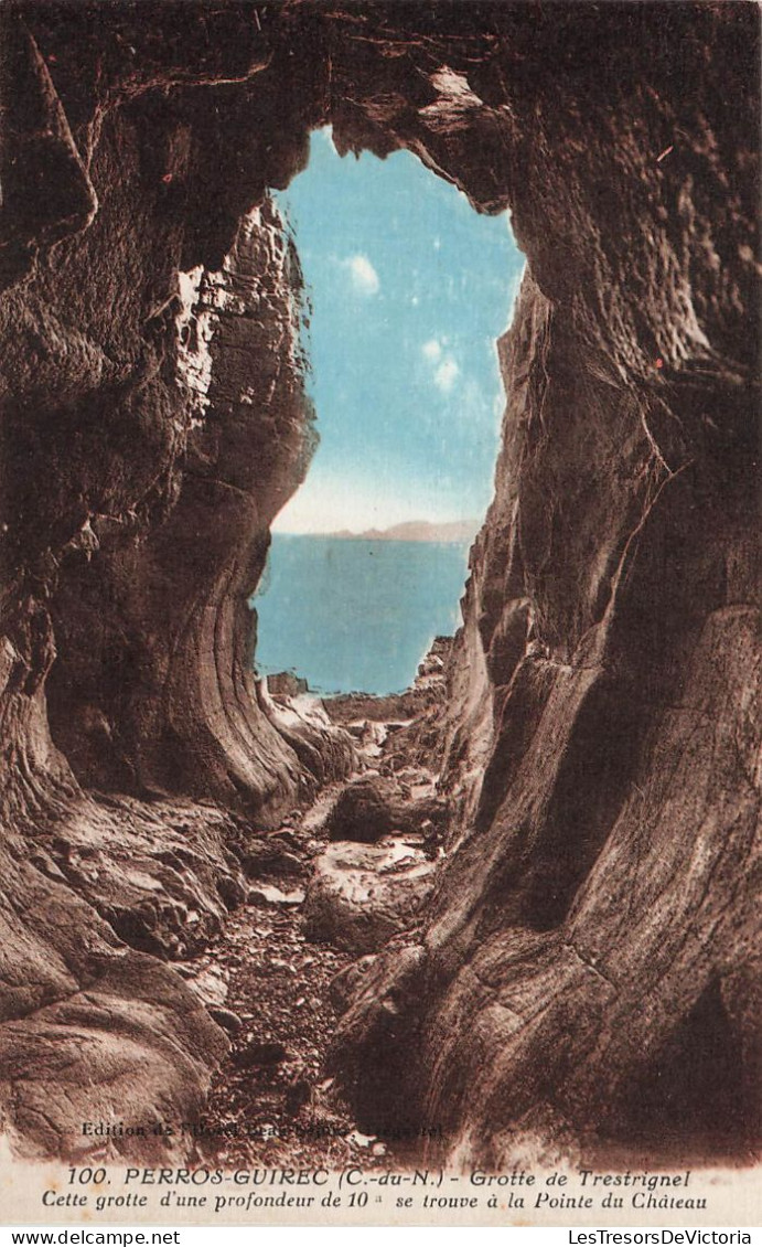 FRANCE - Perros Guirec (C Du N) - Grotte De Trestrignel - Cette Grotte D'une Profondeur -Carte Postale Ancienne - Perros-Guirec