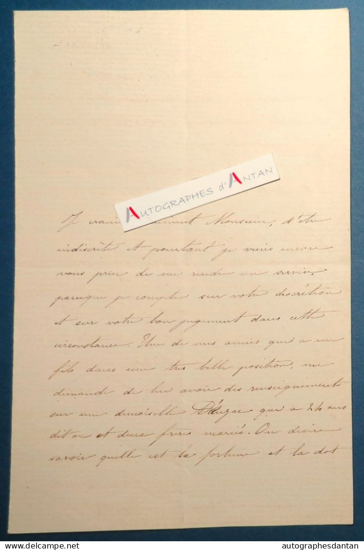 ● L.A.S 1872 B De TARTAS - ARCACHON - Demoiselle D'AUZAC - Agen - Labat - Lettre Autographe - Politicians  & Military