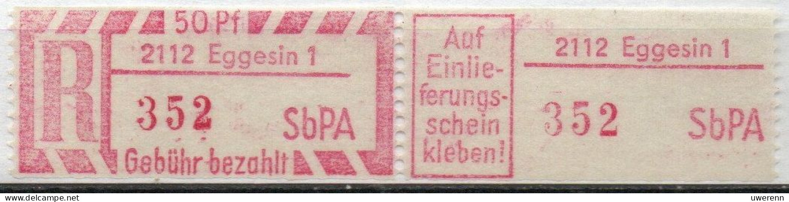 DDR Einschreibemarke Eggesin SbPA Postfrisch, EM2B-2112-1II(1) Zh - Aangetekende Etiketten