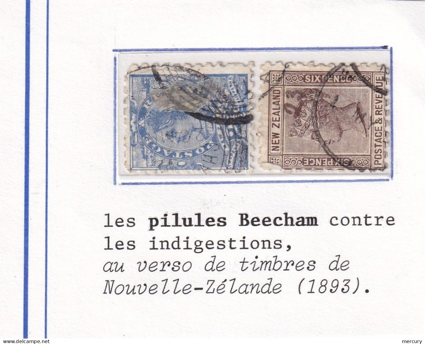 NOUVELLE ZELANDE - 2 Timbres Avec Publicité "pilules Beecham" Au Verso - 2 Scans - Used Stamps