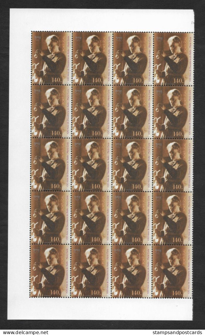 Portugal Marie Curie Decouverte Du Radium UPAEP 1998 Neuf Sans Charnière X 20 Discovery Of Radium 1998 MNH X 20 - Scheikunde