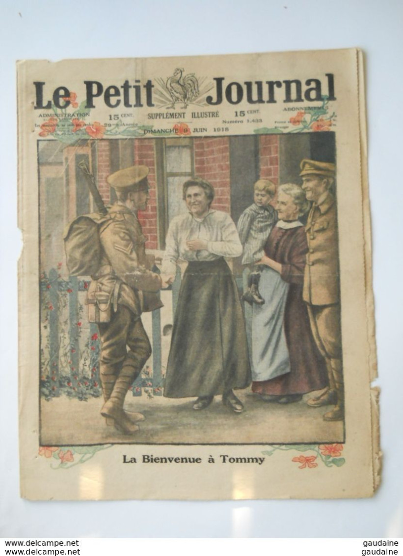 Le Petit Journal N°1433 – 09 Mai 1918 - LA BIENVENUE A TOMMY - LA PIPE DU POILU - WW1 - Le Petit Journal