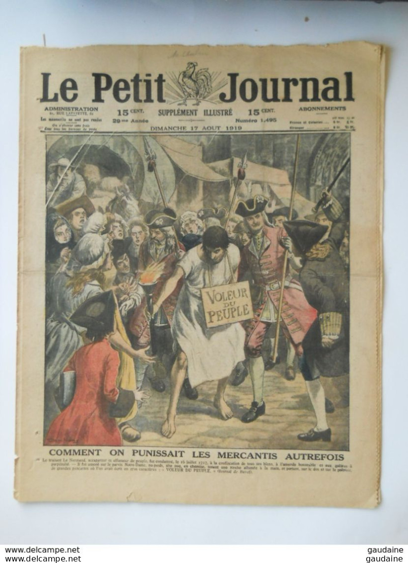 Le Petit Journal N°1495 - 17 Août 1919 - N° 1495 - Voleur Du Peuple - Mercantis - - Le Petit Journal