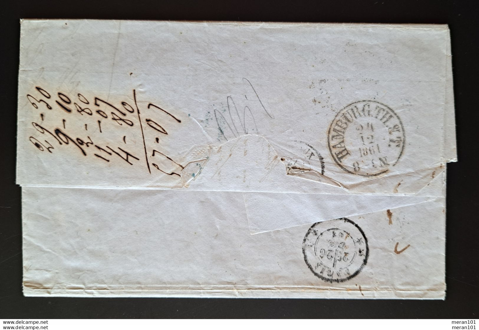 Lübeck 1861, Ausland-Brief LUEBECK Nach Bordeaux - Beförderungsstempel - Inhalt - Luebeck