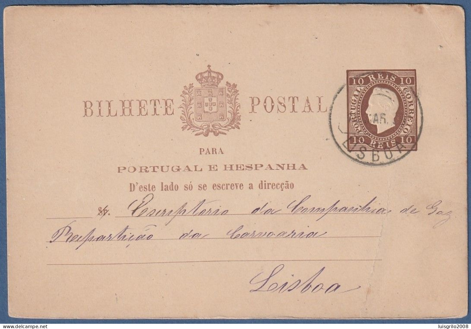 Bilhete Postal Para Portugal E Hespanha - Lisboa> Lisboa -|- D. Luís - 1884 - Briefe U. Dokumente