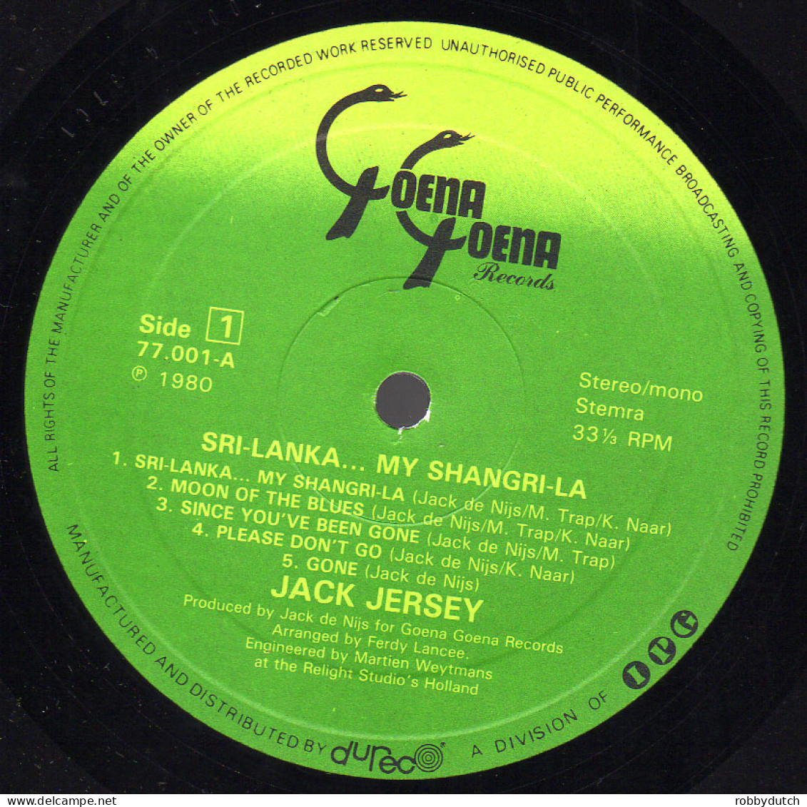 * LP *  JACK JERSEY - SRI-LANKA ...MY SHANGRI-LA (Holland 1980 EX) - Disco, Pop