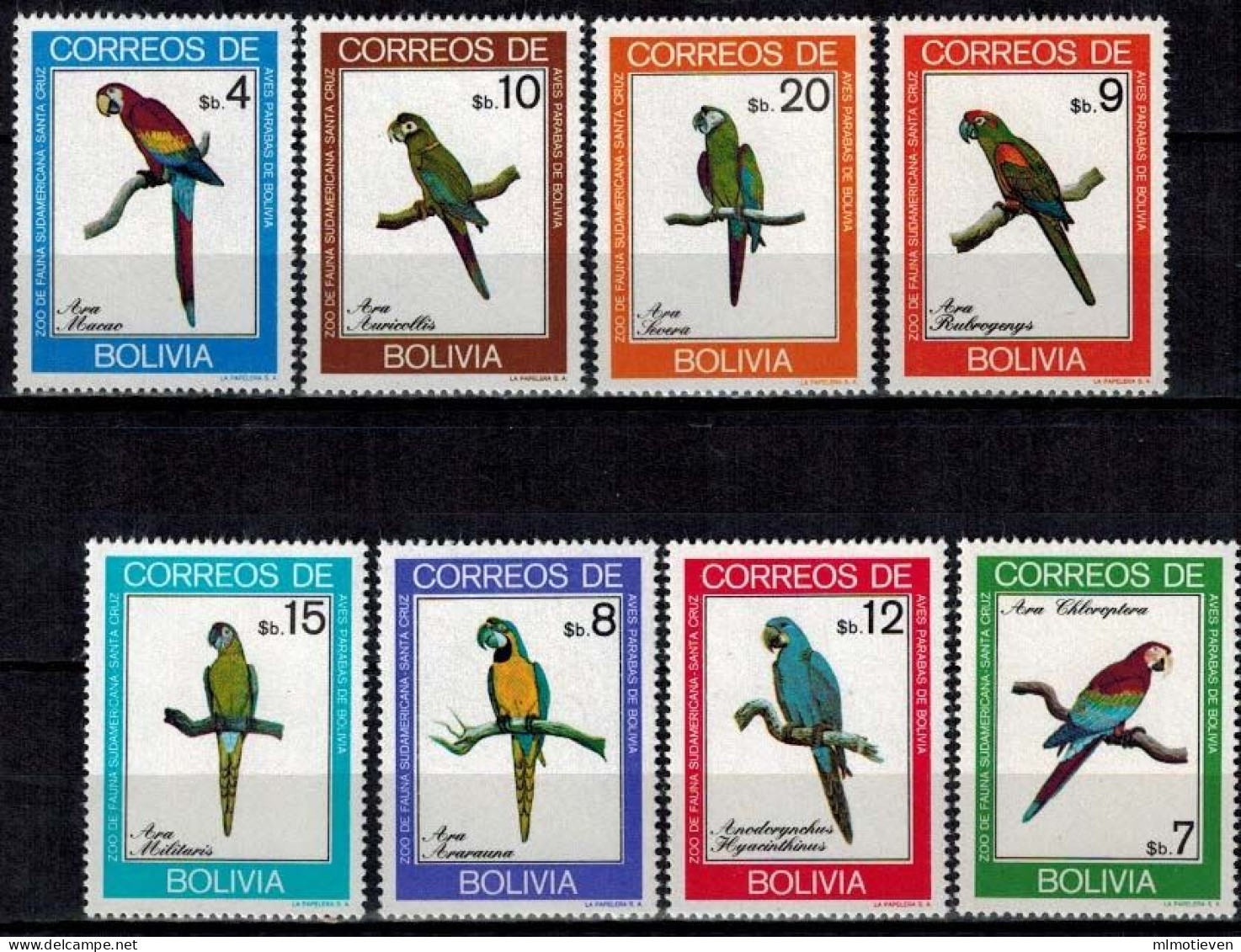 MDB-BK9-194-2 MINT ¤ BOLIVIA 1981 8w In Serie ¤ PARROTS - OISEAUX - BIRDS - VÖGEL - BIRDS OF THE WORLD - - Papageien