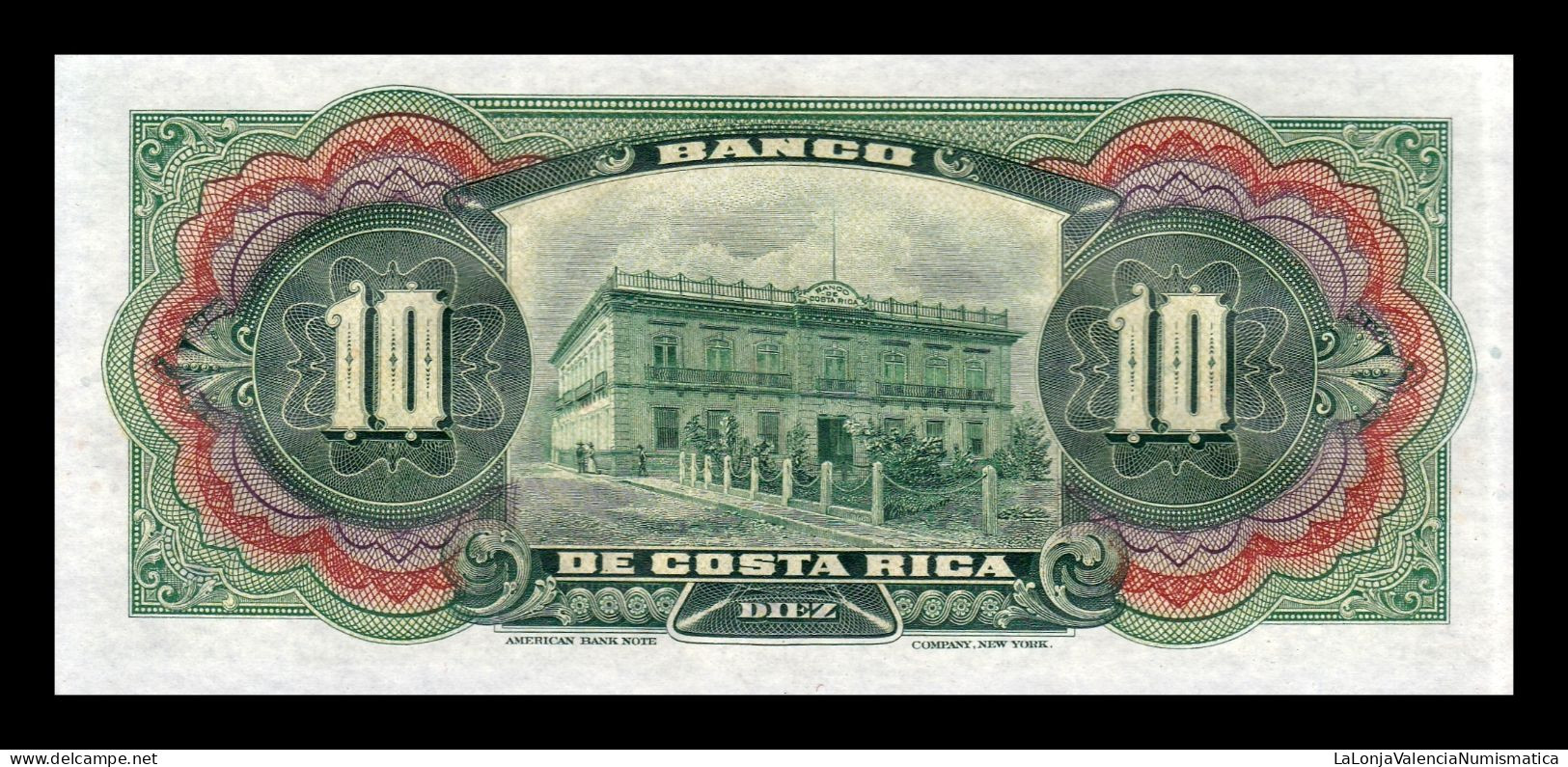 Costa Rica 10 Colones 1901-1908 Pick S174r Sc Unc - Costa Rica