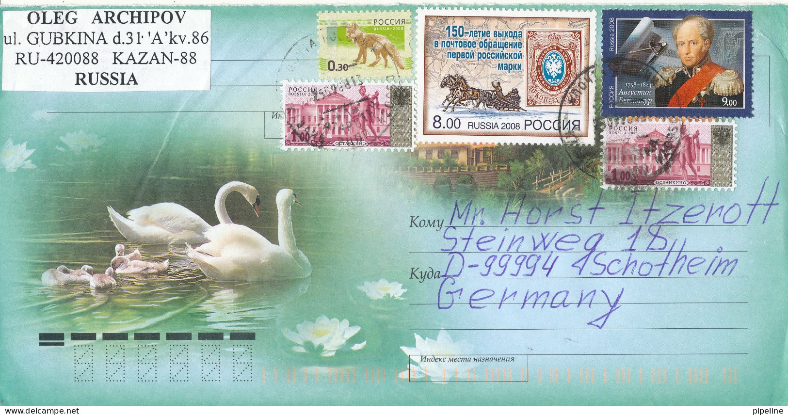 Russia Cover Sent To Germany 25-9-2008 Topic Stamps - Brieven En Documenten