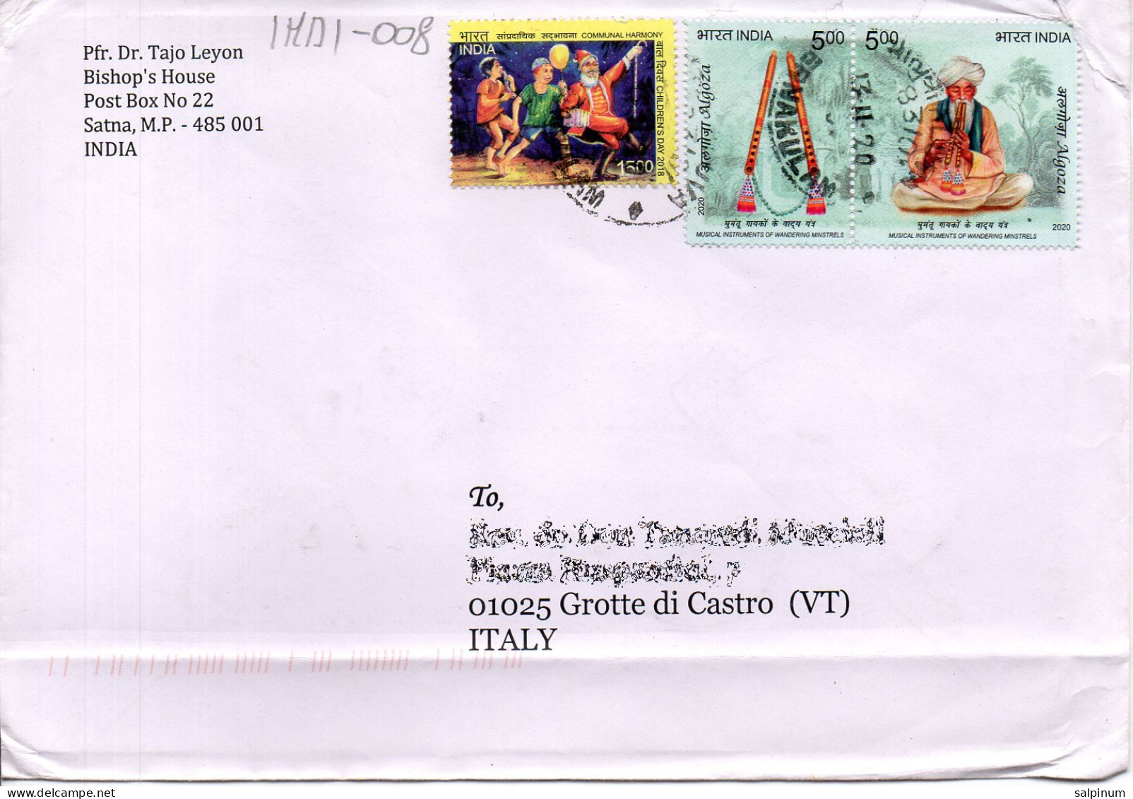 Philatelic Envelope With Stamps Sent From INDIA To ITALY - Brieven En Documenten