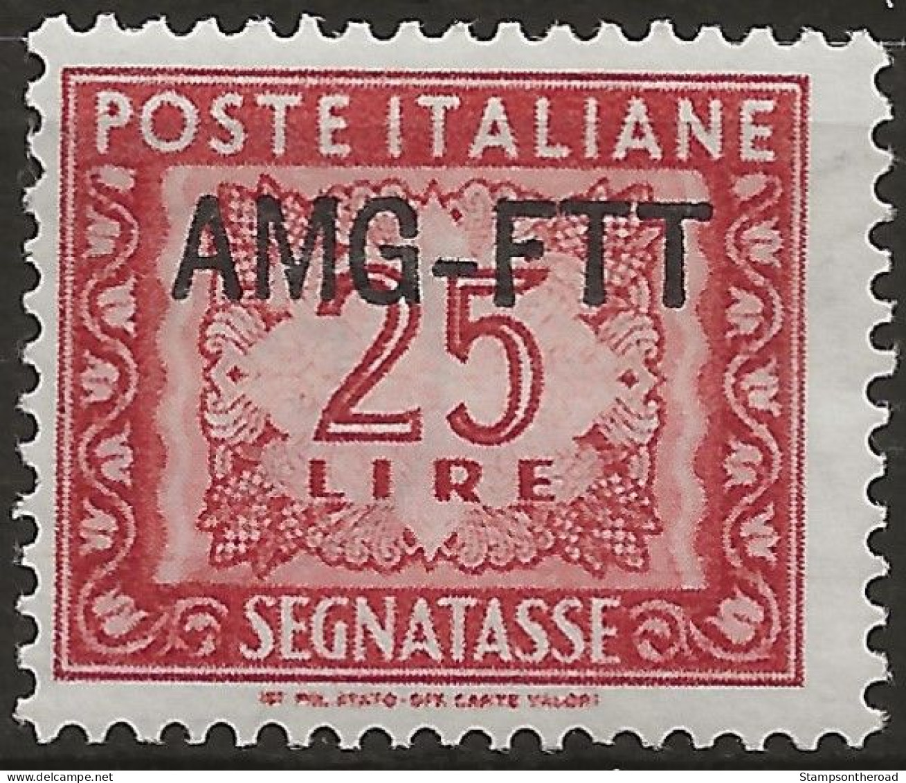 TZAS25AL - 1954 Trieste Zona A, Sass. Nr. 25A, Segnatasse, Francobollo Nuovo Con Traccia Di Linguella */ - Taxe