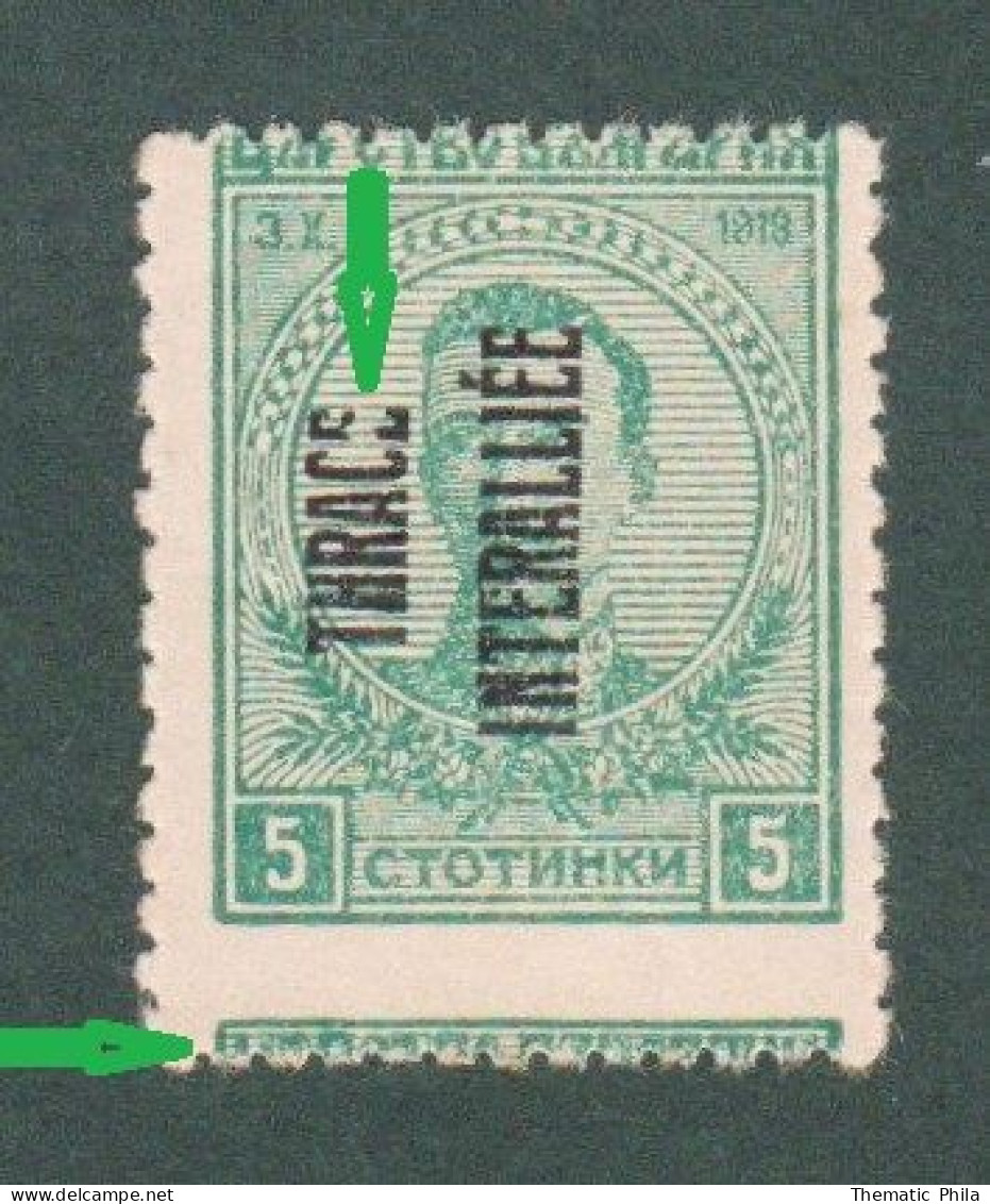 1919 THRACE New With Gum Hinged Yv 34 Overprint THRACE INTERALLIÉE - Error Erreur Shifted Perforated - Error E Of TRACE - Thrace