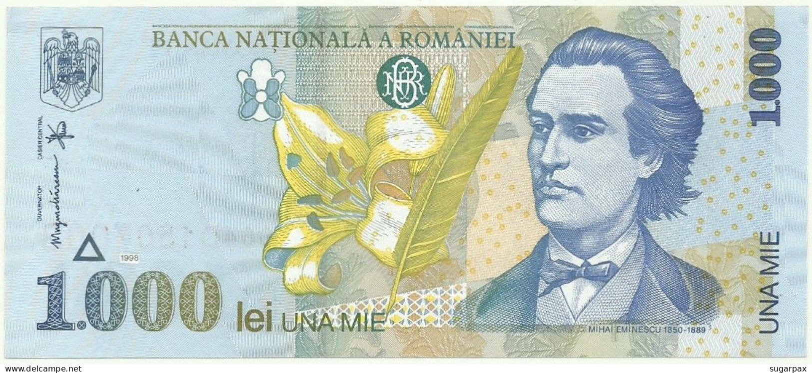 ROMANIA - 1.000 Lei - 1998 - Pick 106 - Unc. - Série 005D - Wmk: Large, Sloping BNR - 1000 - Roumanie