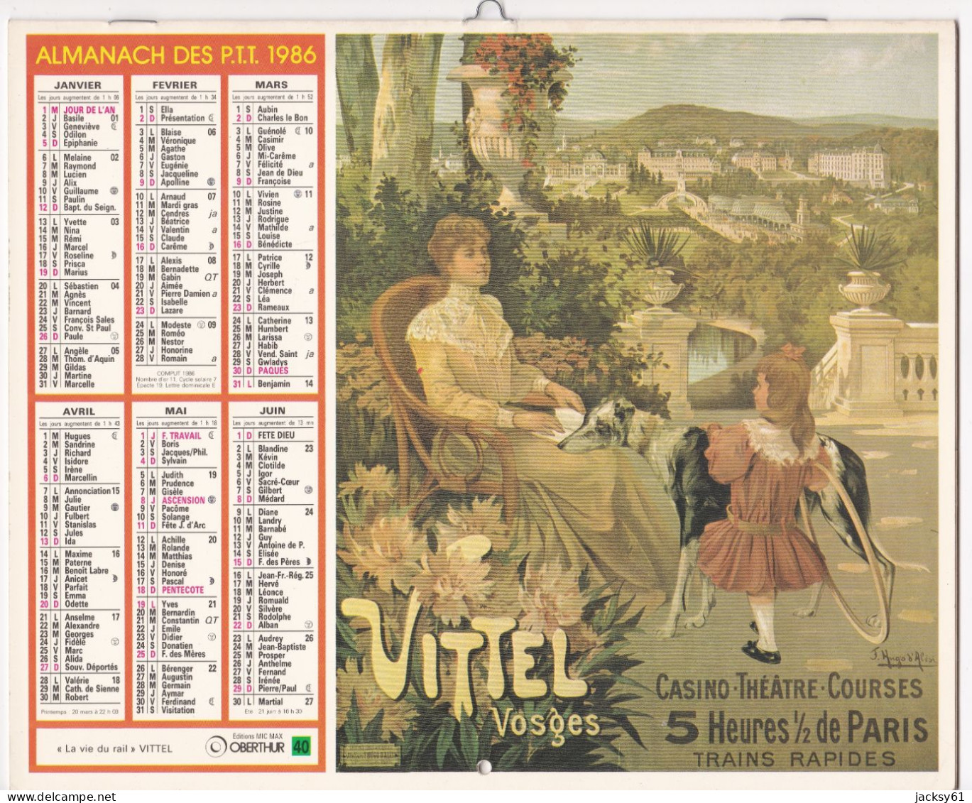 Almanach Des P.T.T.  1986 - "la Vie Du Rail" Vittel - "la Vie Du Rail" Armorique Plage - Big : 1981-90