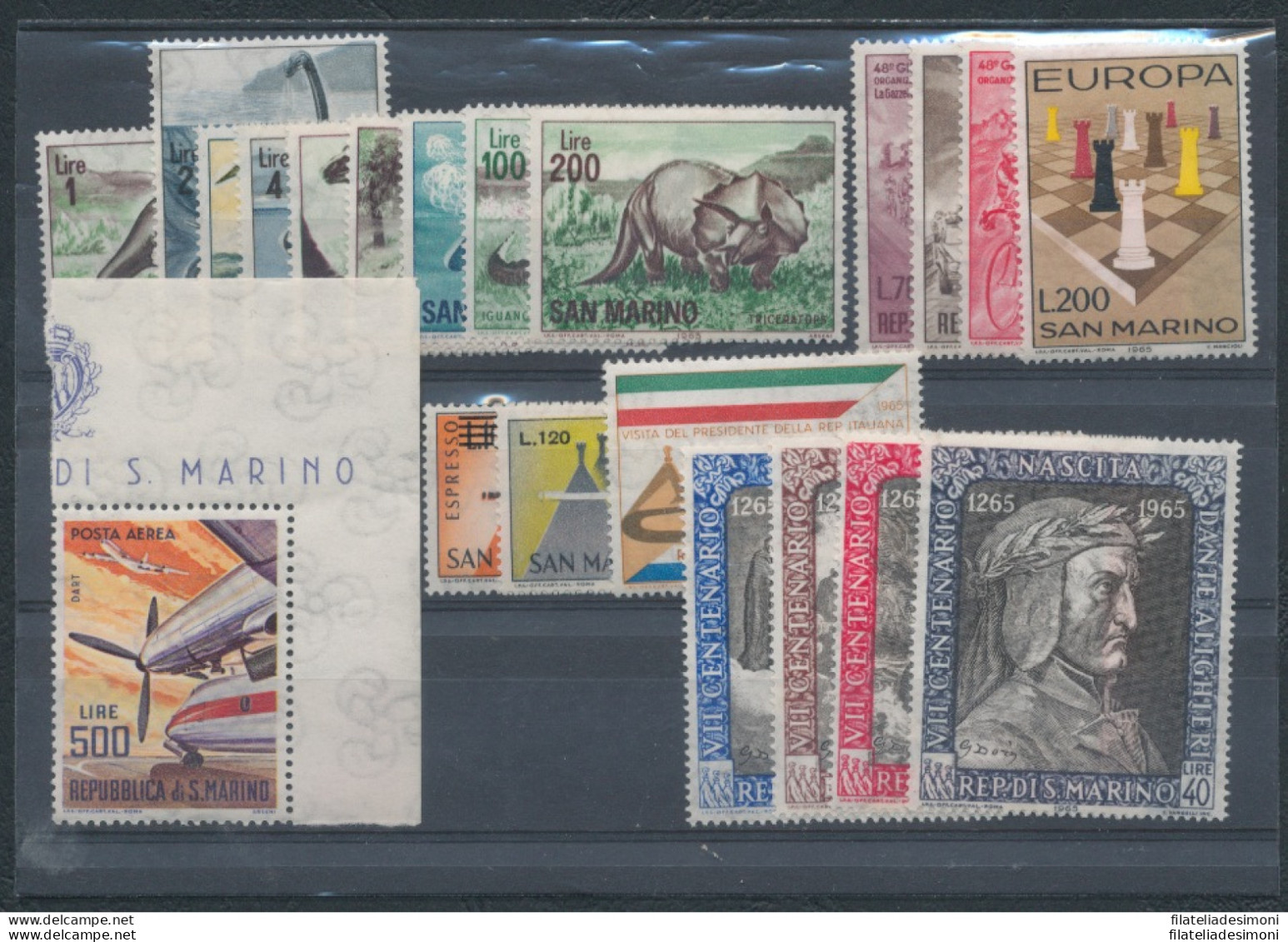 1965 San Marino Annata Completa , Francobolli , 21 Val. + 1 Foglietto (Aerei Mod - Full Years