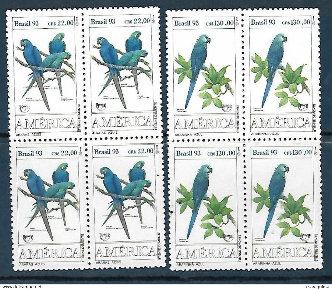 Brasil (Brazil) - 1993 - Block Of 4: Birds Endangered - Yv 2136/37 - Parrots