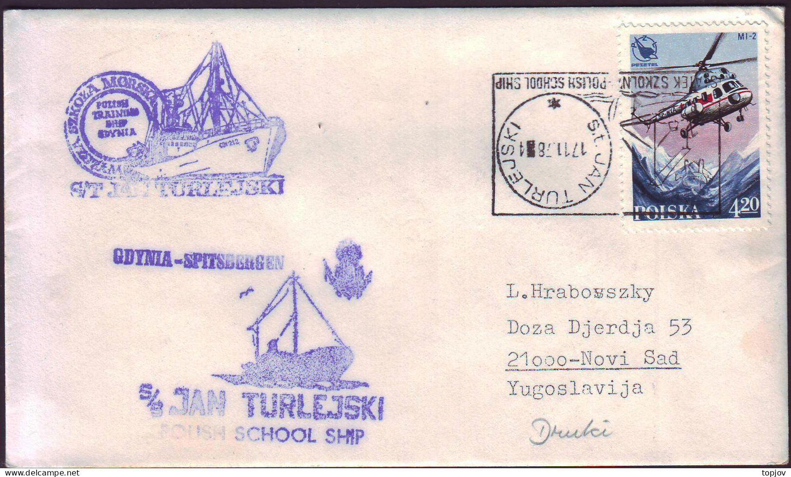 POLAND - SPITSBERGEN  S/S JAN TURLEJSKI - SCHOOL SHIP - HELICOPTER  - 1978 - Expéditions Arctiques