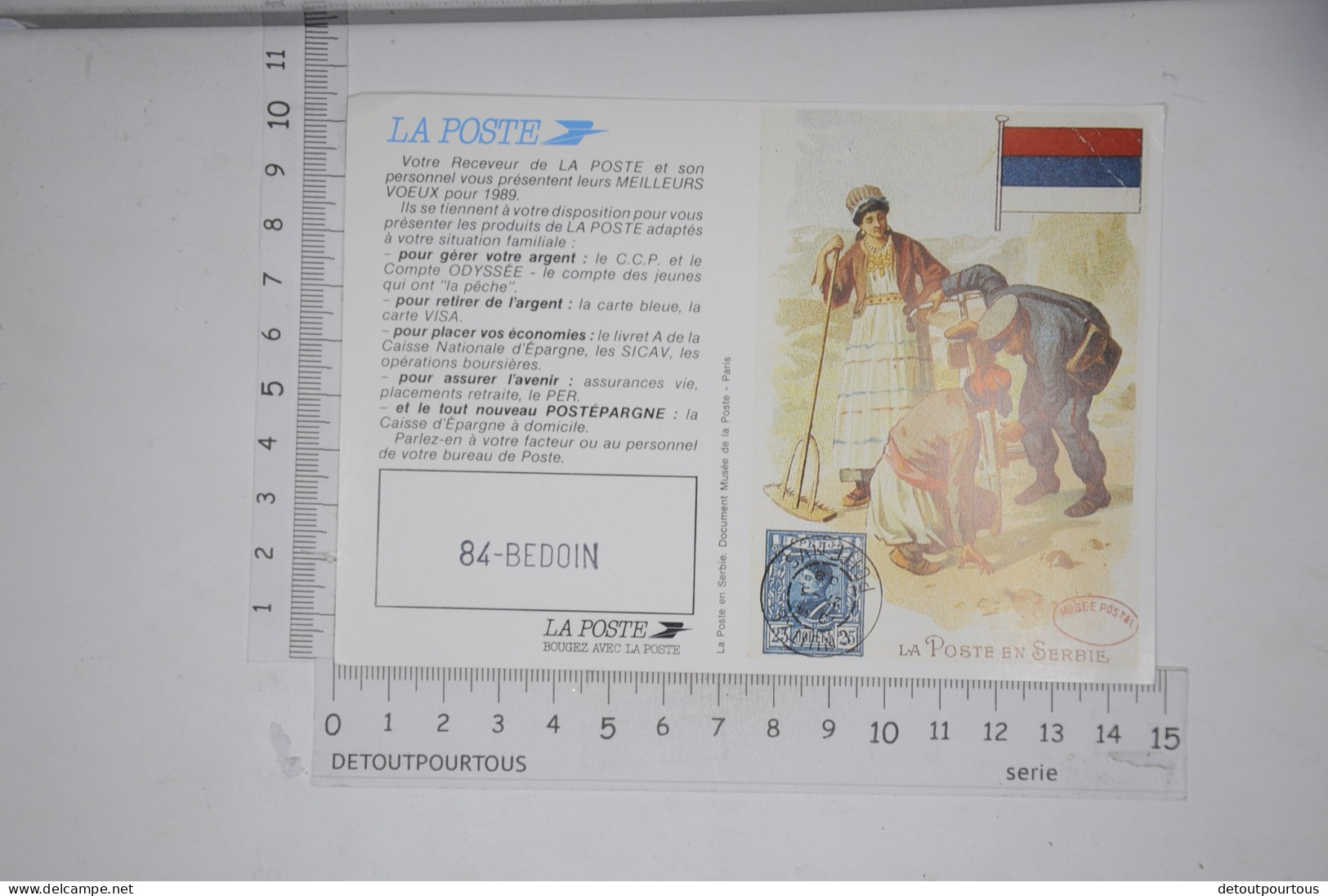 Mini Calendrier 1989 LA POSTE / Illustration Poste En Serbie Facteur - Petit Format : 1981-90