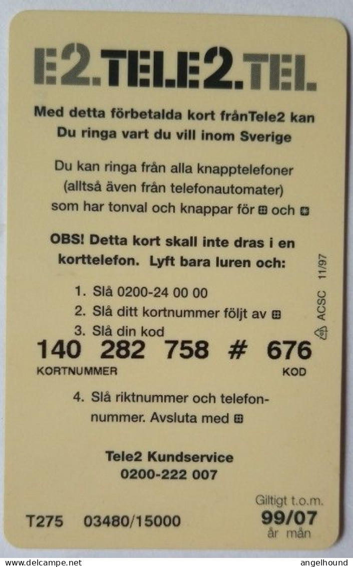 Sweden Tele2 Prepaid - Baklykta Vit Cadillac - Svezia