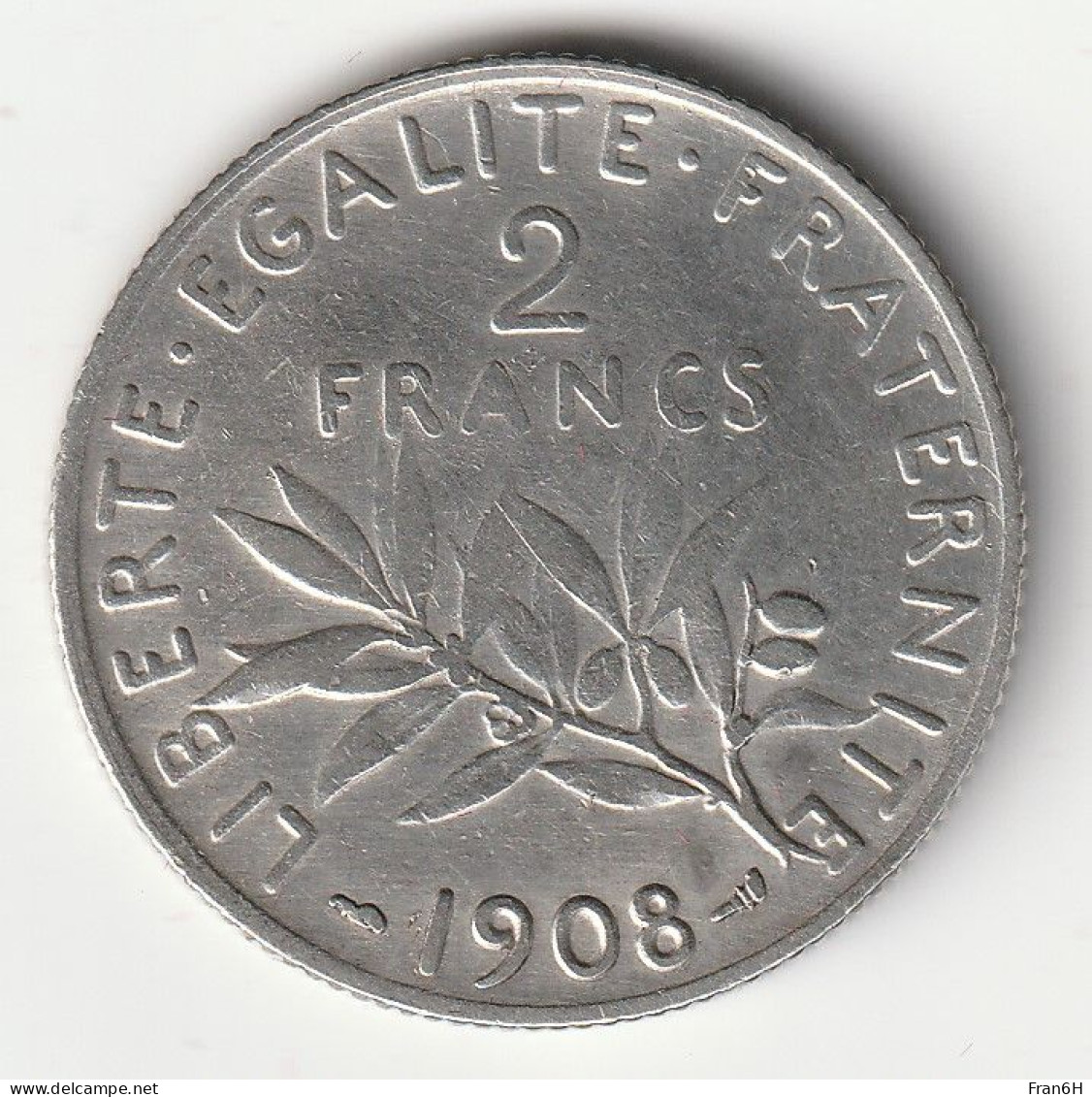 Semeuse 2 Franc Argent 1908 - Silver - - 2 Francs