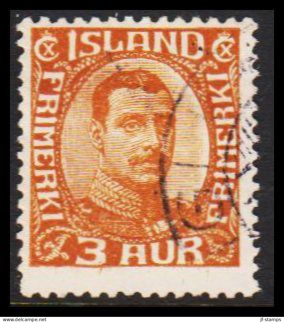 1920. King Christian X. Thin, Broken Lines In Ovl Frame. 3 Aur (Michel 84) - JF543222 - Gebraucht