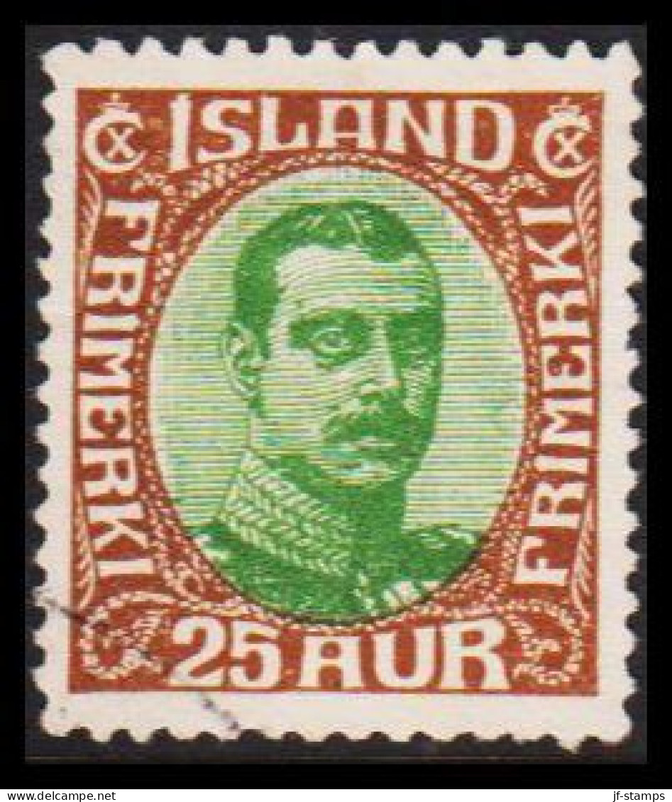 1920. King Christian X. Thin, Broken Lines In Ovl Frame. 25 Aur.  (Michel 92) - JF543262 - Gebraucht