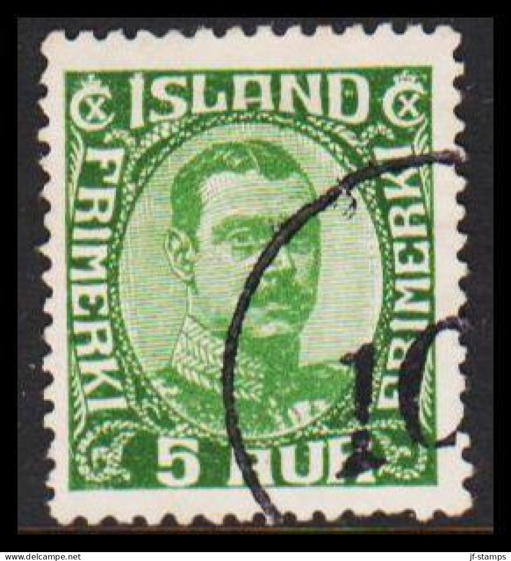 1922. King Christian X. Thin, Broken Lines In Ovl Frame. 5 Aur Brown. Part Of NUMMERAL CANCEL ... (Michel 86) - JF543269 - Gebraucht