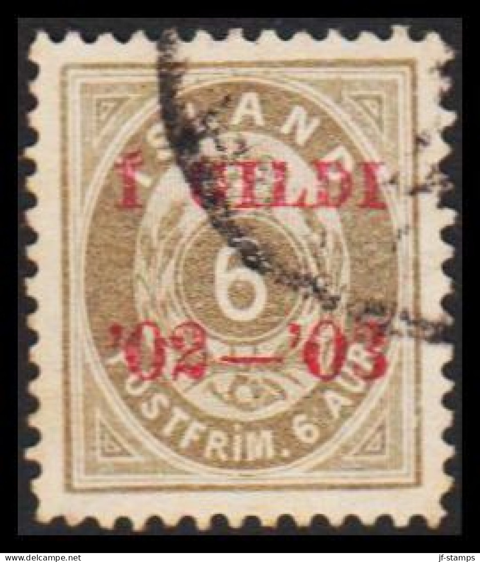 1902. I GILDI. 6 Aur Grey. Perf. 12 3/4. Red Overprint  (Michel 27B) - JF543284 - Usati