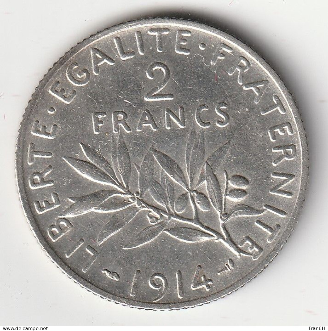 Semeuse 2 Franc Argent 1914 - Silver - - 2 Francs