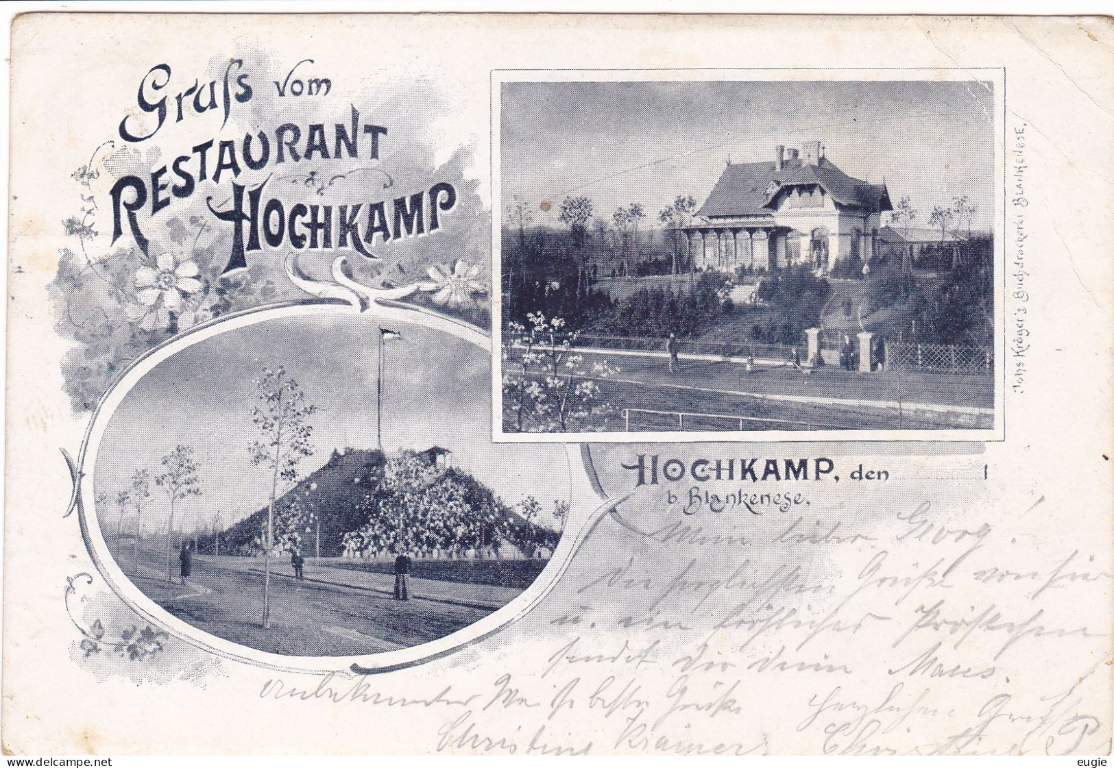 3183/ Gruss Vom Restaurant Hochkamp , Blankenese, 1902 - Blankenese