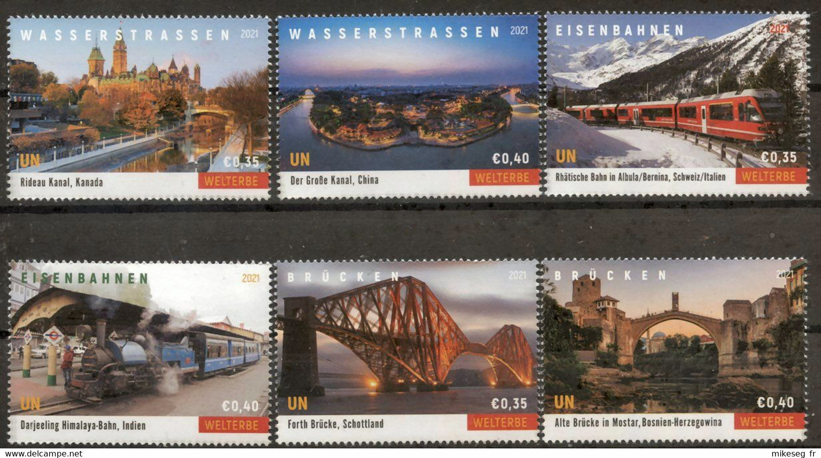 ONU Vienne 2021 - Unesco - Patrimoine Mondial "Waterways, Railways And Bridges" Détachés De Carnet De Prestige ** - Ungebraucht