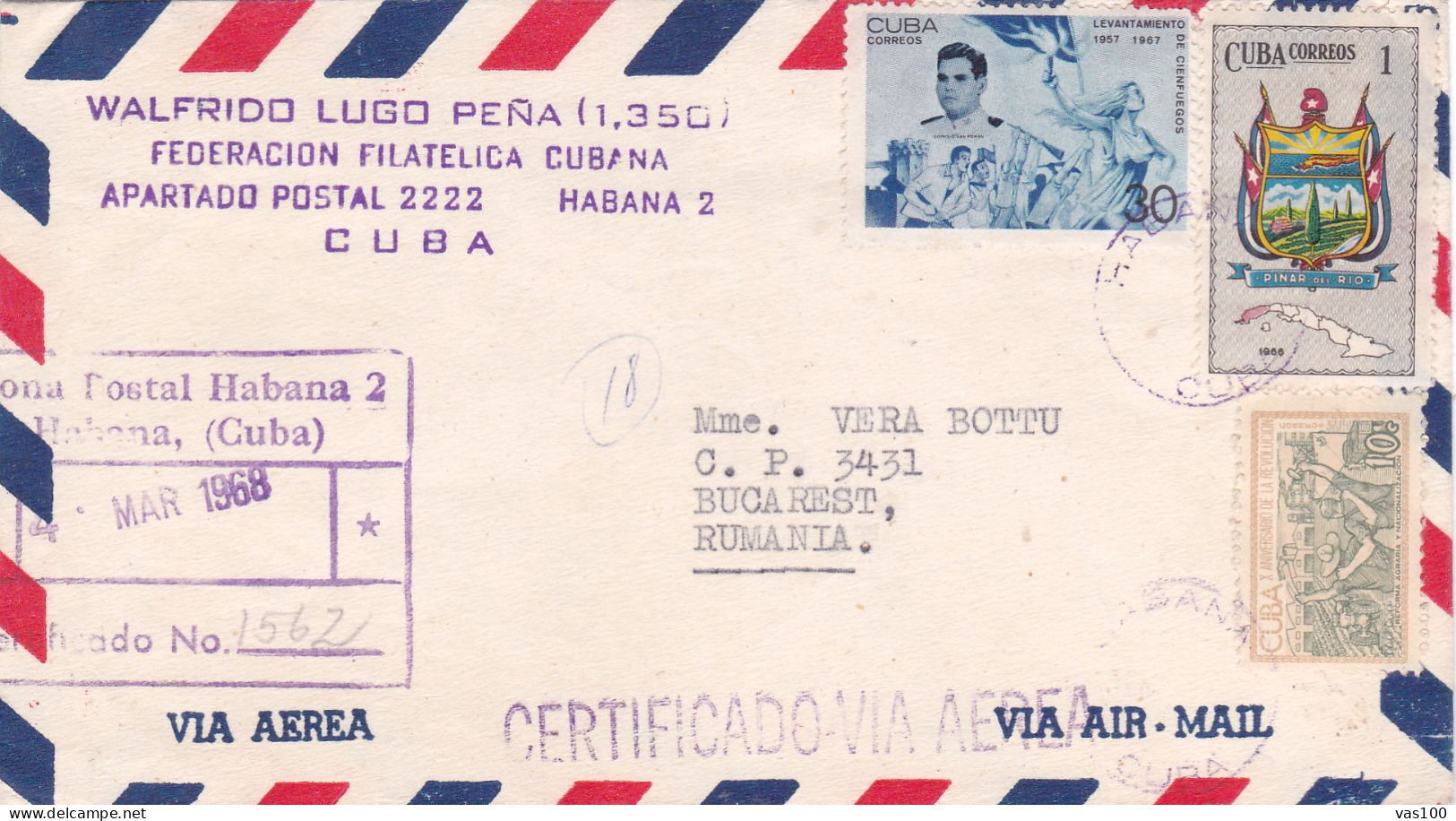 STAMPS ON COVERS 19 68 CUBA - Briefe U. Dokumente