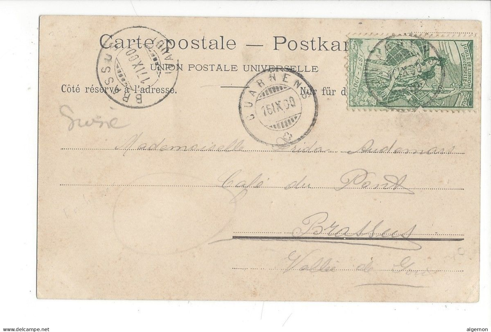 32090 - Cuarnens  1900 + Timbre UPU - Cuarnens