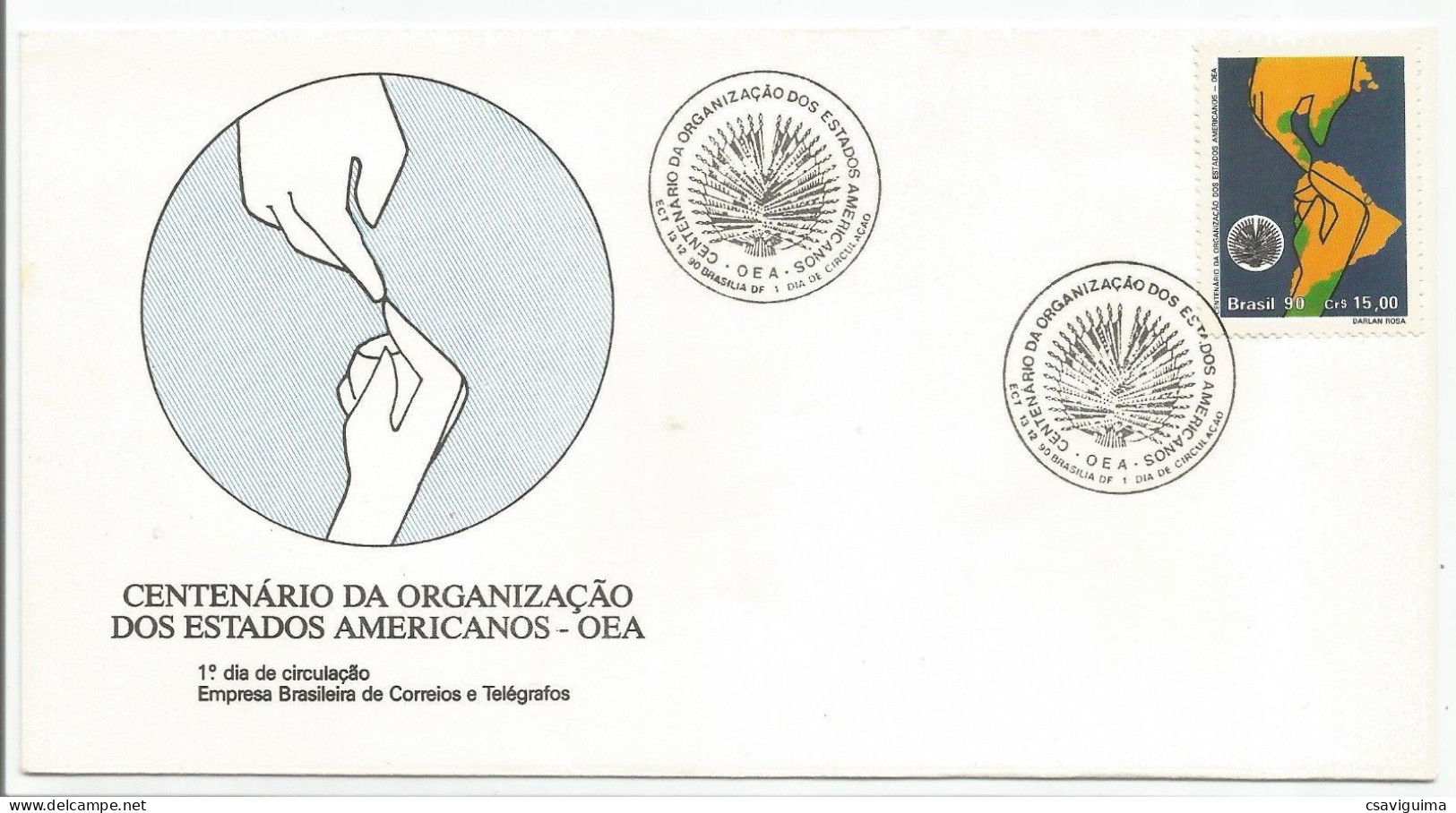 Brasil (Brazil) - 1990 - FDC: Centenary Of The Organisation Of American States - Yv 1997 - Other & Unclassified