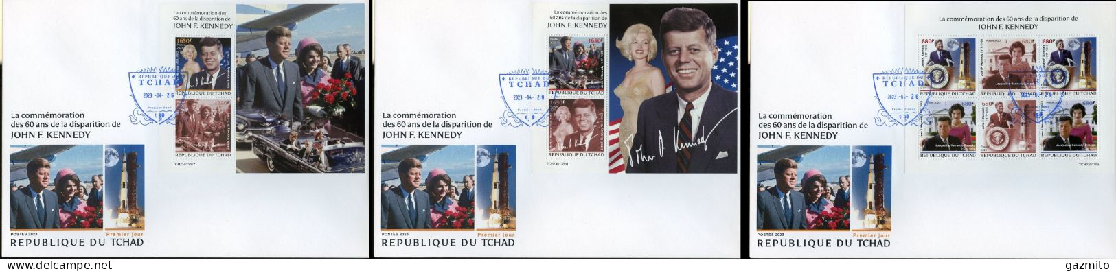 Tchad 2023, Kennedy, Monroe, Jaqueline, 5val In BF+2BF In 3FDC - Kennedy (John F.)