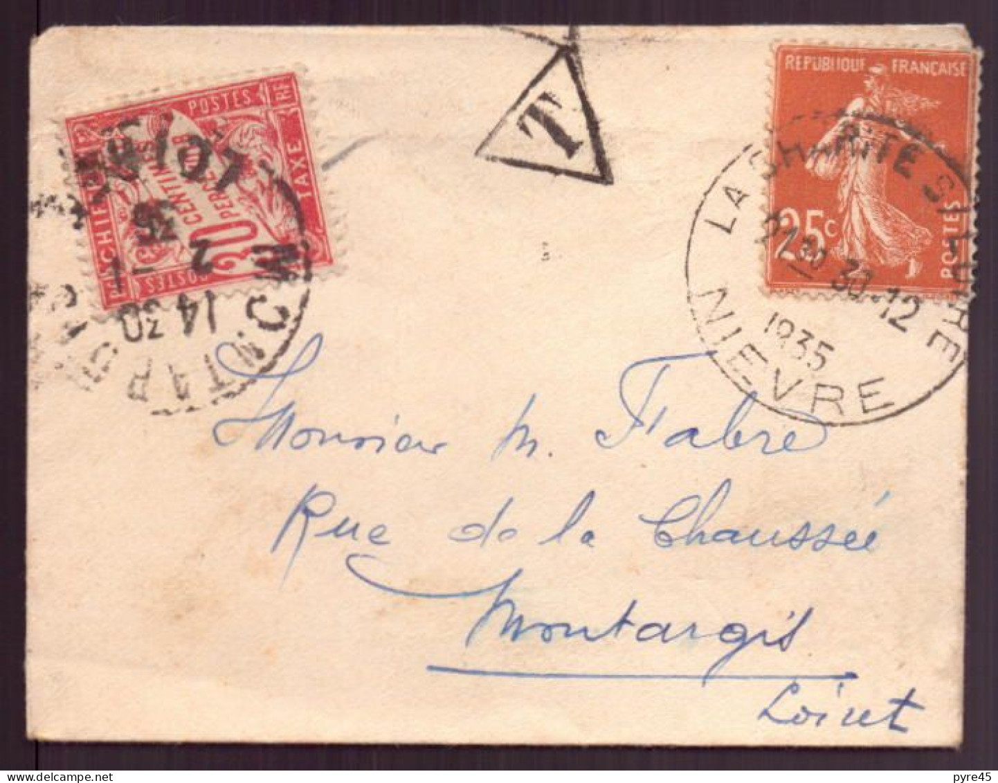 France, Enveloppe Taxée De 1935 De La Charité-sur-Loire Pour Montargis - Andere & Zonder Classificatie