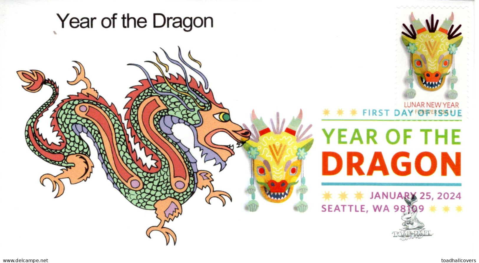 Lunar New Year - Year Of The Dragon (2024) First Day Cover, From Toad Hall Covers! - 2011-...