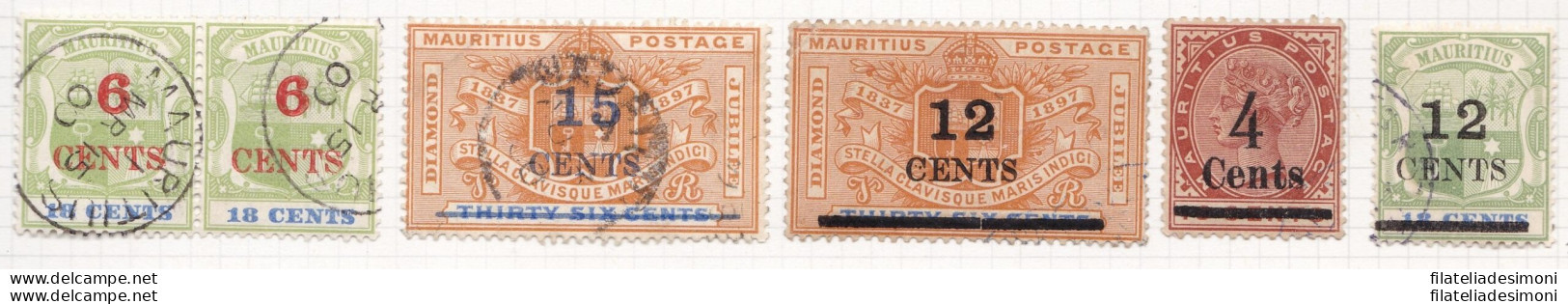 1899-02 MAURITIUS, SG N° 134(2)/135 + 137 + 156 + 163  6 Values Overprinted USE - Sonstige & Ohne Zuordnung